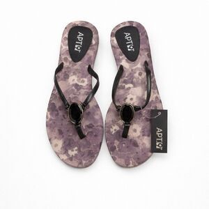 Apt. 9 Purple Floral Sandals NWT Size 9–10 Jeweled Strap Flip Flops